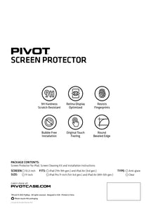 PIVOT CLEAR GLASS SCREEN PROTECTOR. FITS iPad Pro 11-inch (1st - 4th gen), iPad Air (4-5th Gen)